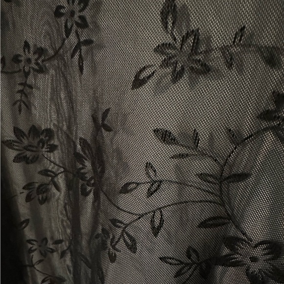 Sheer Mesh Floral Detail Lettuce Trim Tie Cardigan/Top - Picture 3 of 6